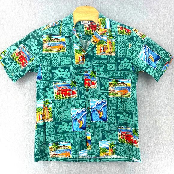 Pacific Legend Other - Pacific Legend Classic Car Surfing Hawaiian Button Up Shirt Men Sz XL